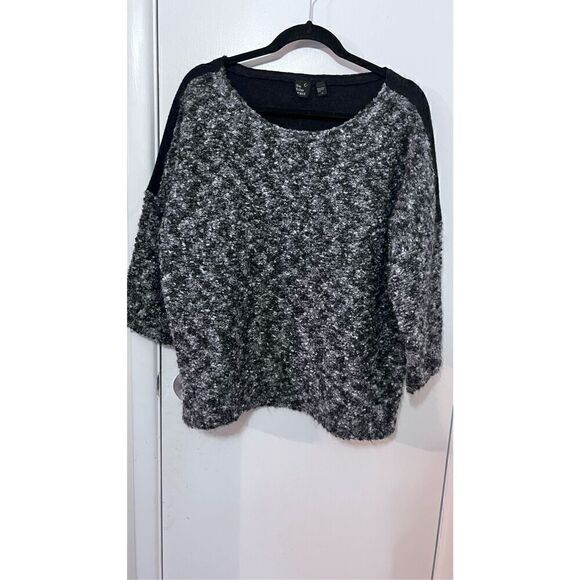 Eileen Fisher Project Boucle Knit Black Gray Sweater SIZE L Mohair Wool - Picture 3 of 9